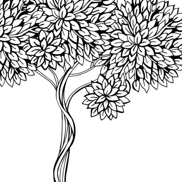 黒と白のグラフィックのツリー — ストックベクタ
