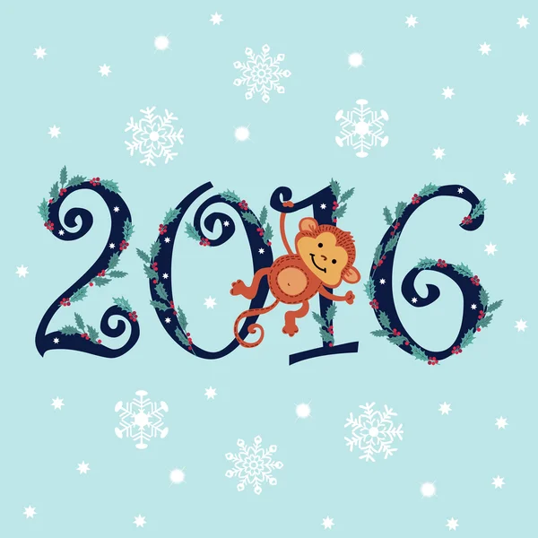 Símbolo de macaco cartão de ano novo — Vetor de Stock