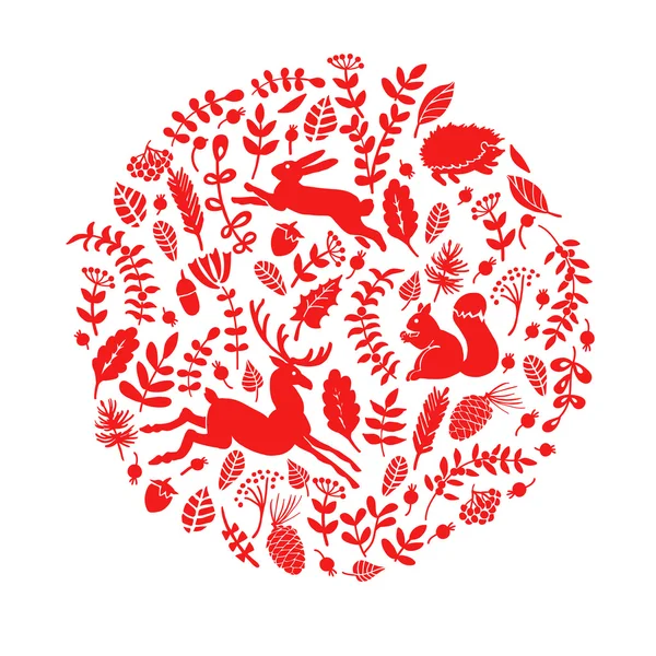 Red Christmas forest patroon — Stockvector