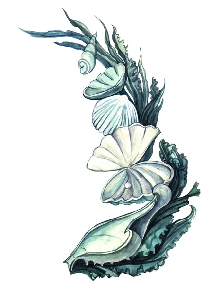 Watercolor Marine motif — Stock Photo, Image