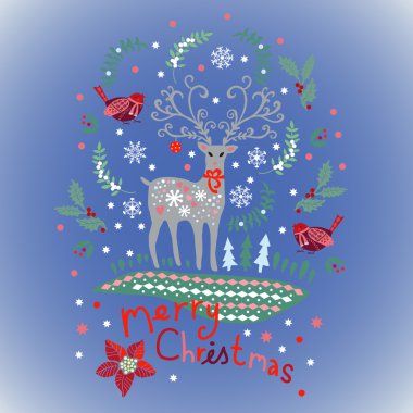 Noel reindeer kartıyla.