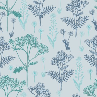 Otlar ile mavi desen