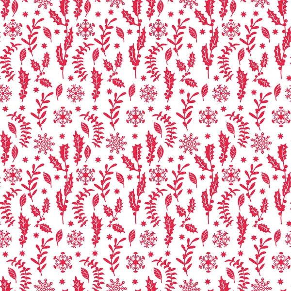 Vánoční červená rostlina bezešvé vzor — Stockový vektor