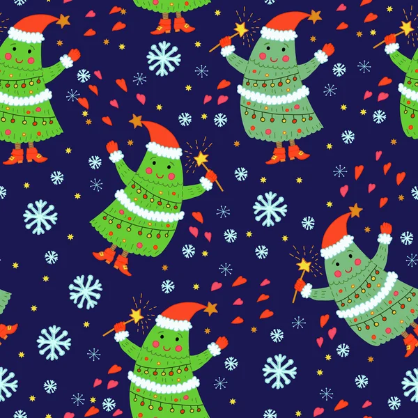 Sin fisuras con Doodle árboles de Navidad — Archivo Imágenes Vectoriales