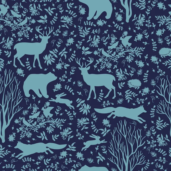 Patrón sin costura con animales del bosque — Archivo Imágenes Vectoriales