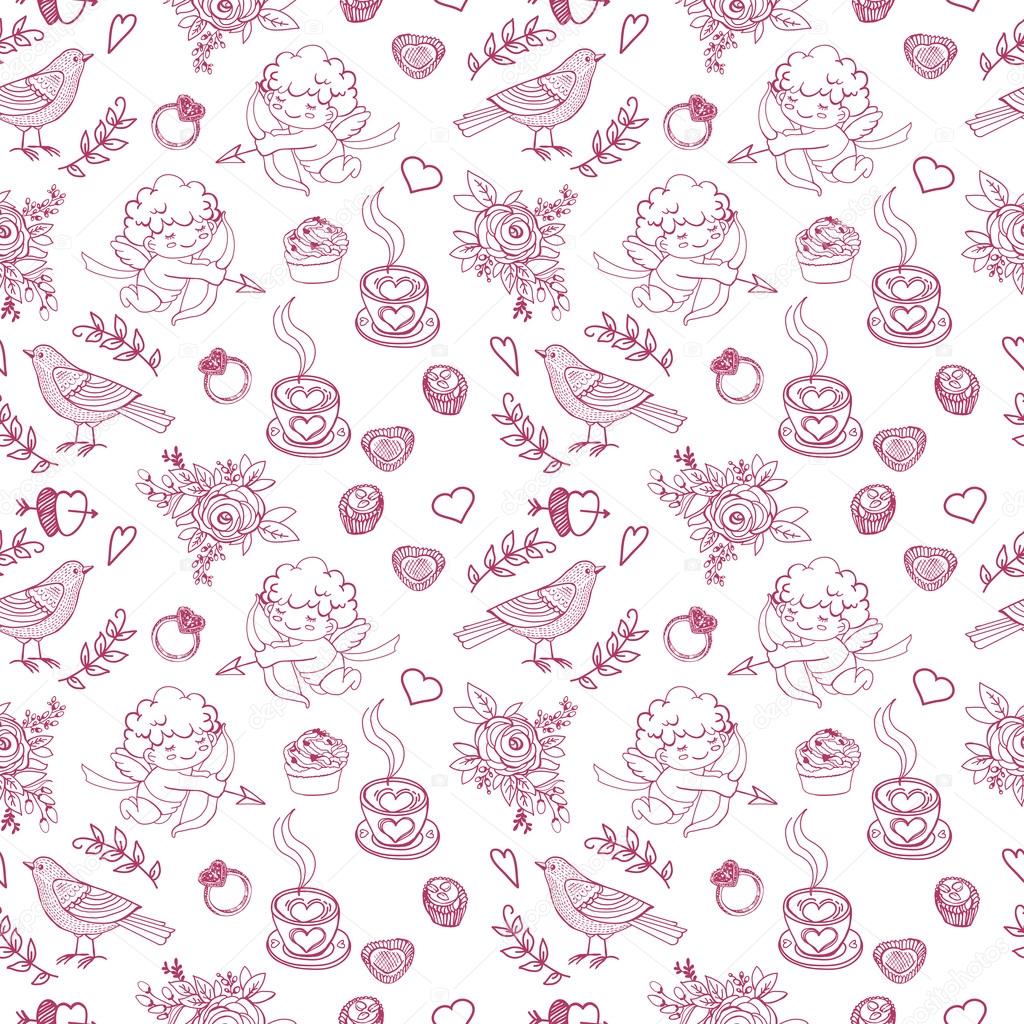 doodle pattern for Valentines Day
