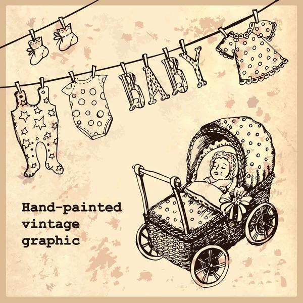 Vintage illustratie Baby — Stockvector