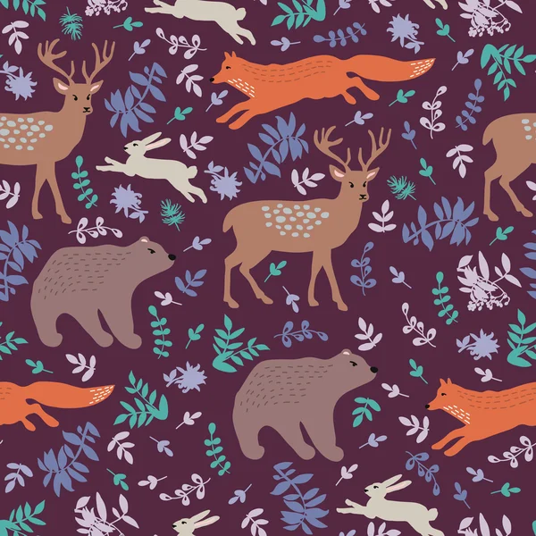 装饰图案与森林动物 — 图库矢量图片