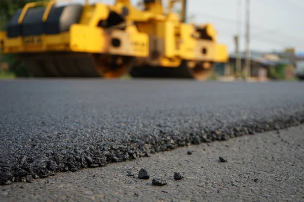 Imagen Borrosa Trabajos Mantenimiento Carreteras Asphalt Hot Mix Reciclado Lugar —  Fotos de Stock