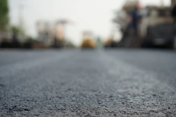 Blurred Image Highway Maintenance Work Asphalt Hot Mix Place Recycling — Stock Photo, Image