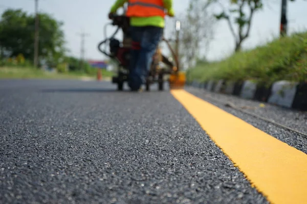 Linea Traffico Gialla Costruzione Sicurezza — Foto Stock