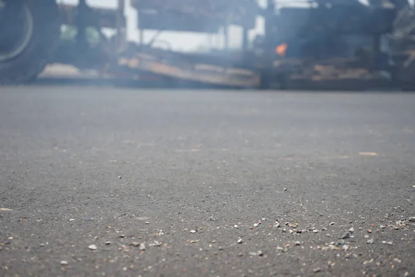 Road Construction Blur Heavy Machinery Hot Mix Place Recycling Method — Stock Photo, Image