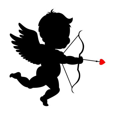 Silhouette of cupid shooting his bowpid clipart