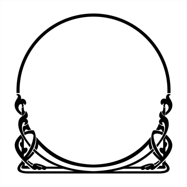 Round decorative frame in the art Nouveau style