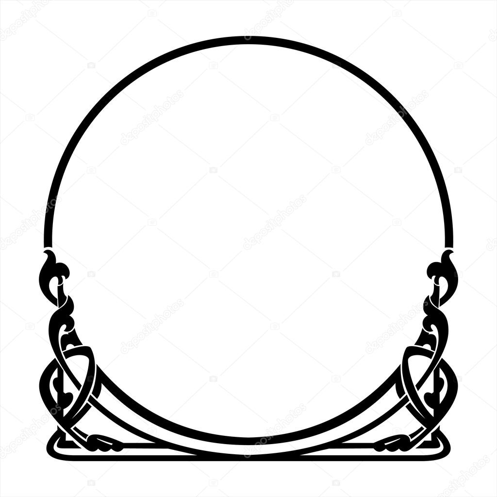 Round decorative frame in the art Nouveau style