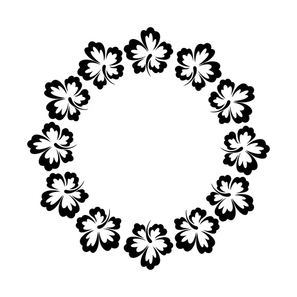 Dekorativní květinový kulatý rám — Stockový vektor