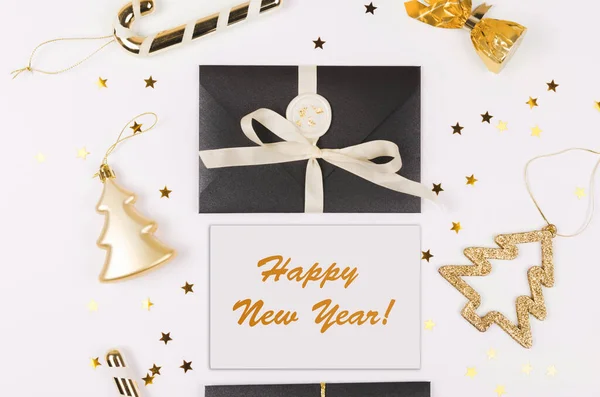 新年の手紙カード、お祭りのコンセプト。新年のご挨拶 — ストック写真