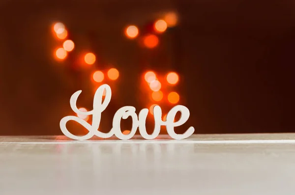 Слово Любов Білих Буквах Світлому Тлі Щасливий День Валентинки День — стокове фото