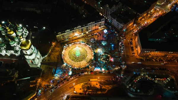 Kiev Ucrania Diciembre 2020 Navidad Decorada Tre Plaza Sofiivska —  Fotos de Stock