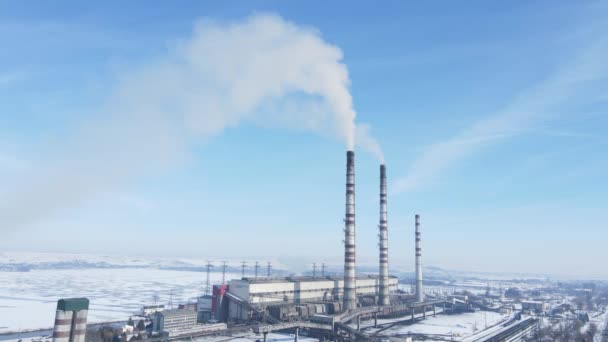 Burshtyn Ukraine Februar 2021 Luftaufnahme Eines Alten Thermoelektrischen Kraftwerks Mit — Stockvideo