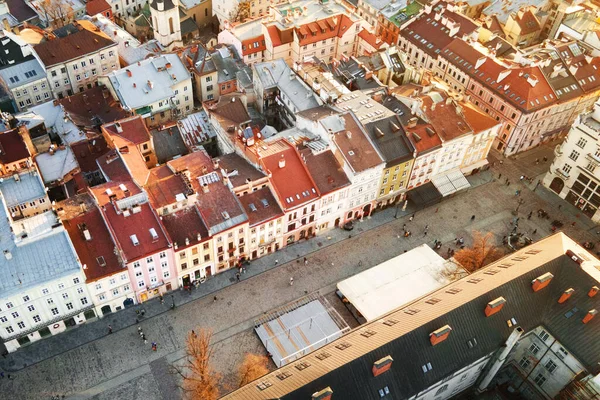 Aerial view on Market Square in a center of Lviv city, Ukraine — Stock Photo, Image