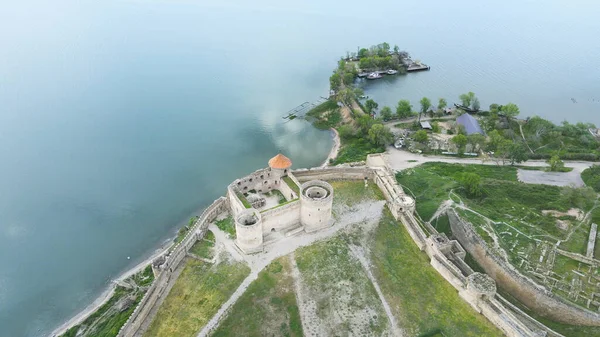Luchtfoto Van Middeleeuwse Fort Rotsachtige Kust Door Akkerman Fort Oekraïne — Stockfoto