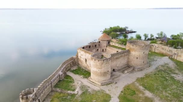 Вид Воздуха Средневековую Аккерманскую Крепость Украина Европа — стоковое видео