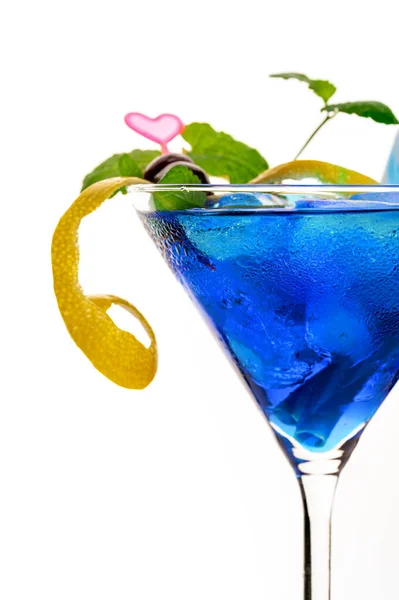 Cocktail Lagon Bleu Avec Liqueur Curaçao Bleu Vodka Jus Citron — Photo