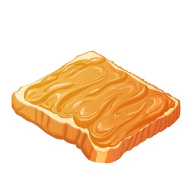 Fıstık ezmeli sandviç, vektör ikonu. Fıstık ezmeli ekmek. Kahvaltı için nefis bir sandviç. Beyaz bir arka planda izole edilmiş. Çizgi film biçimi.