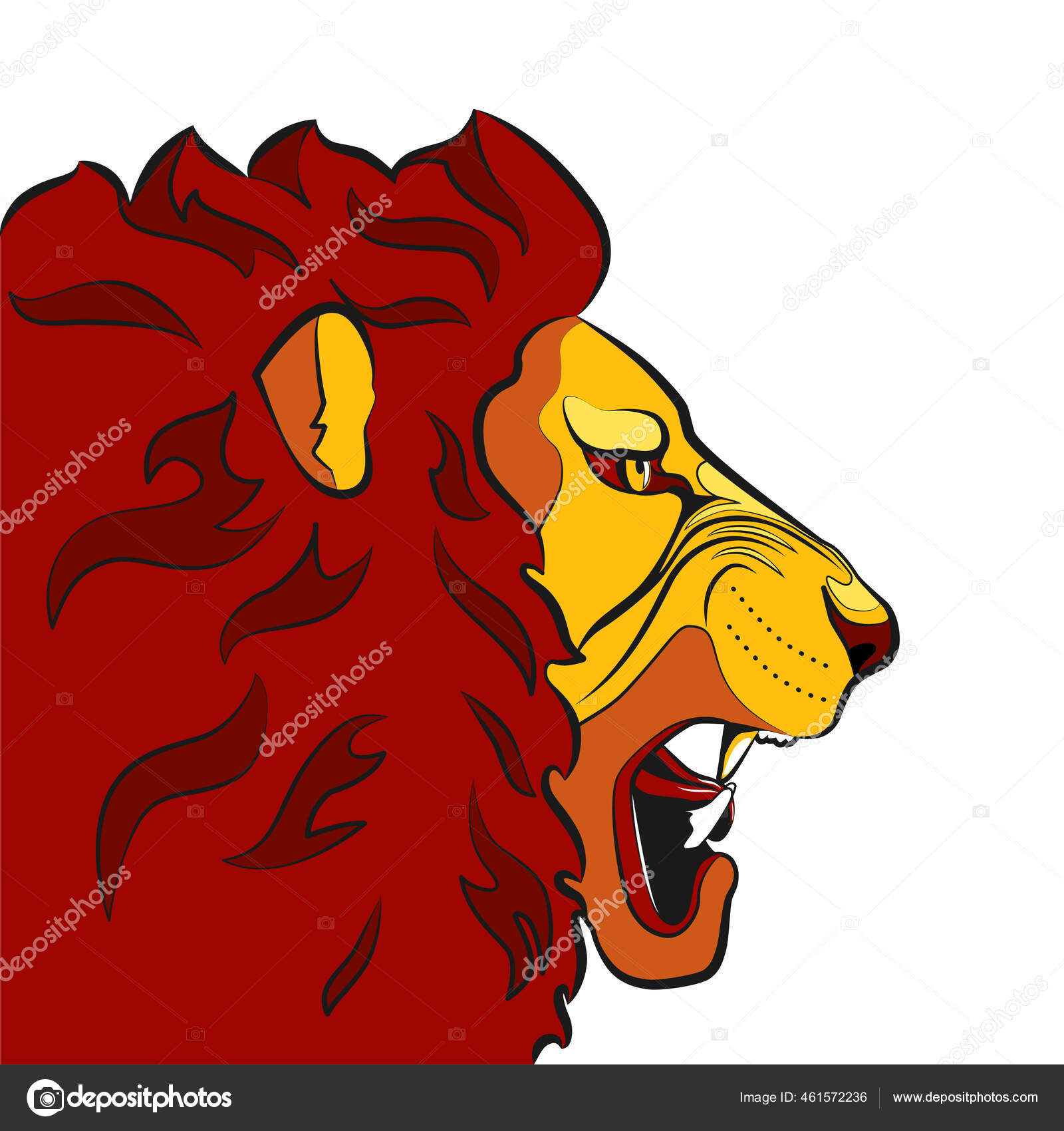Голова Дикого Ревущего Льва Векторное Изображение ©Ninchik 461572236