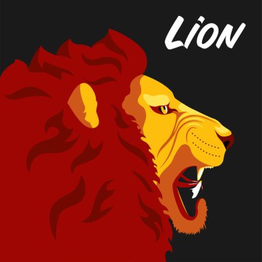 Siyah arka planda Vahşi Aslan Başı maskotu