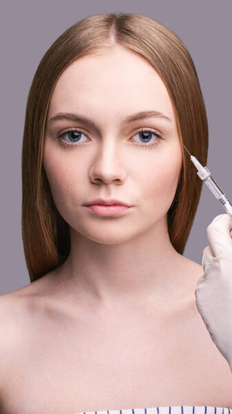 Крупный план омолаживающих глаз. Красивое женское лицо. Пластическая хирургия. Здравоохранение