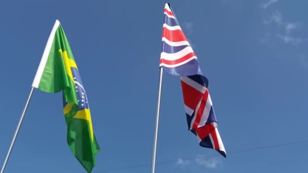 Bandeira nacional do país no fundo do céu. — Vídeo de Stock