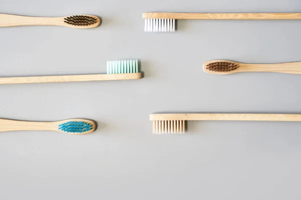 Set of ecology toothbrush. Different color. Sustainable mouth product — Stock Photo, Image