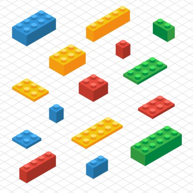Lego blokları izometrik görünümünde kendini senin set yapmak