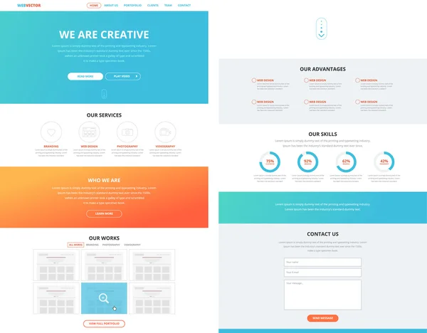 One page flat website design template concept — Stock vektor