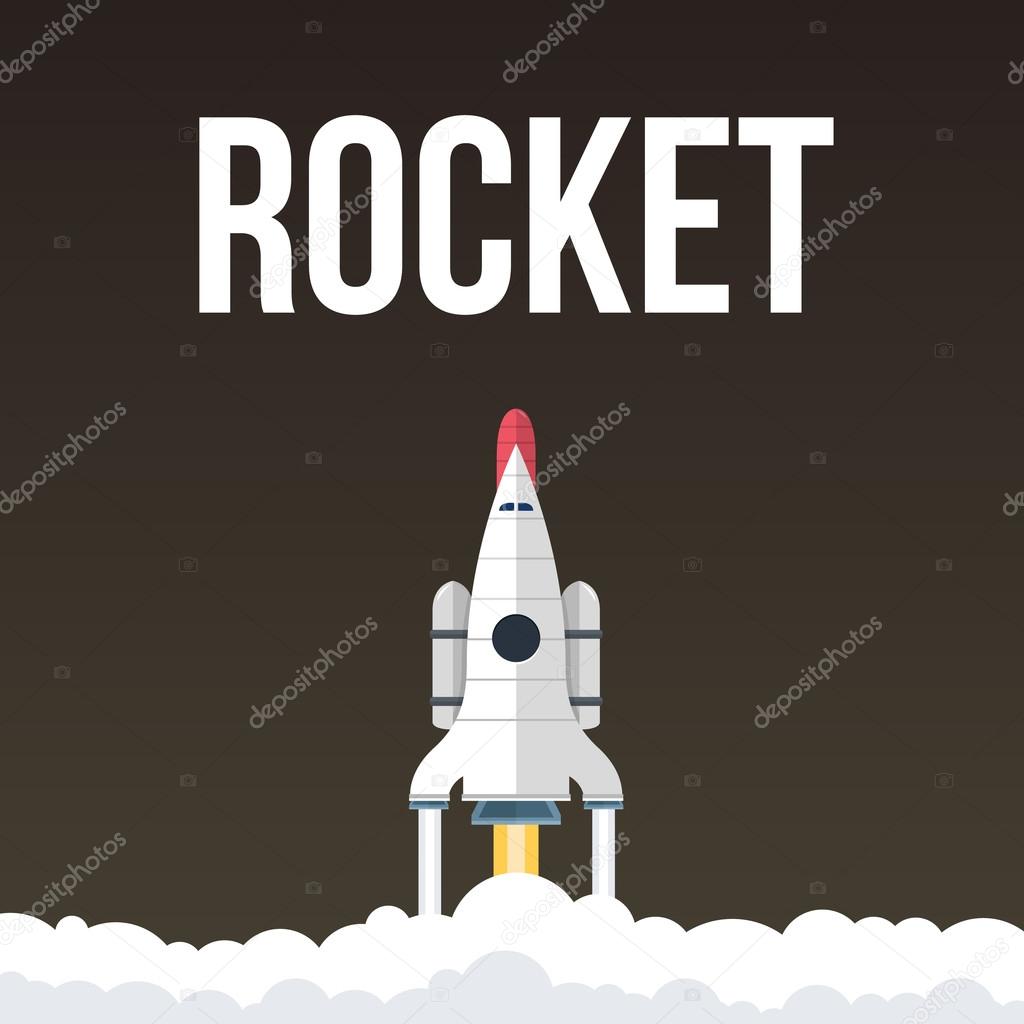 Rocket vector illustration that fly in universe