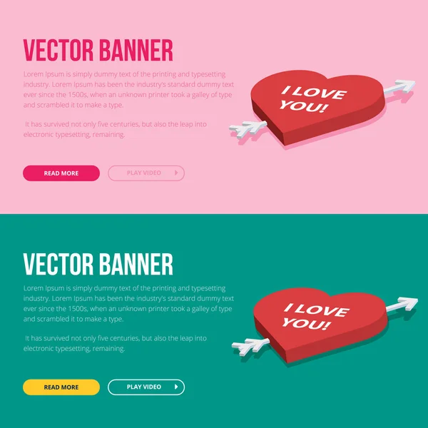 Set of 2 love banners for web development. — Stock Vector