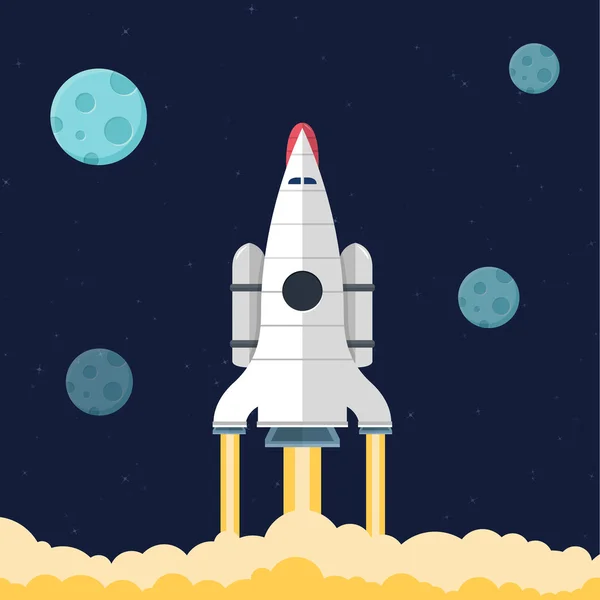 Flat rocket header background image. — Stock Vector