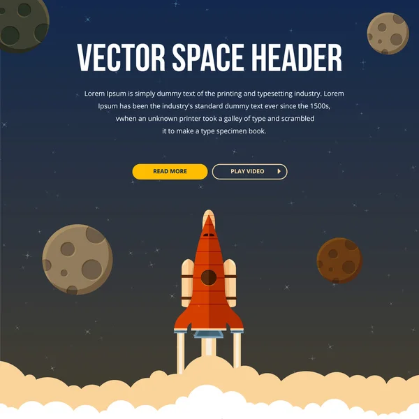 Фон заголовка плоской ракеты . — стоковый вектор
