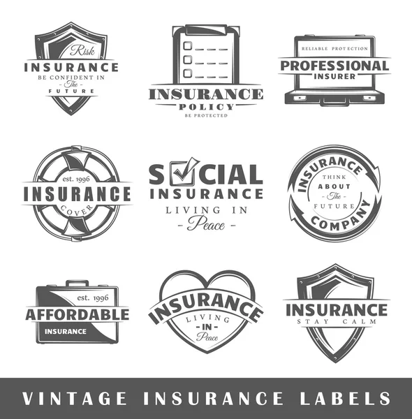 Conjunto de etiquetas de seguro vintage — Vetor de Stock