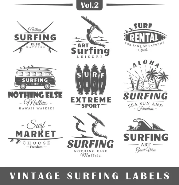 Uppsättning vintage surfing etiketter. Vol.2 — Stock vektor