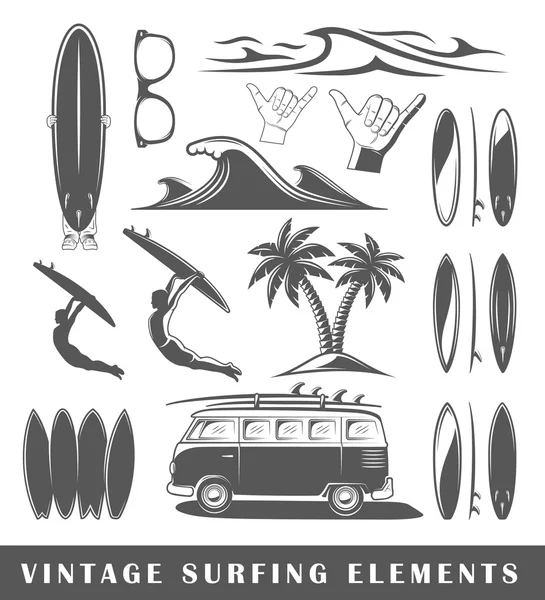 Vintage surfing elements — Stock Vector