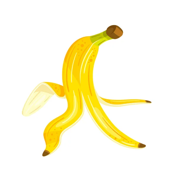 Peau Banane Jaune Dans Style Dessin Animé Design Plat Peau — Image vectorielle