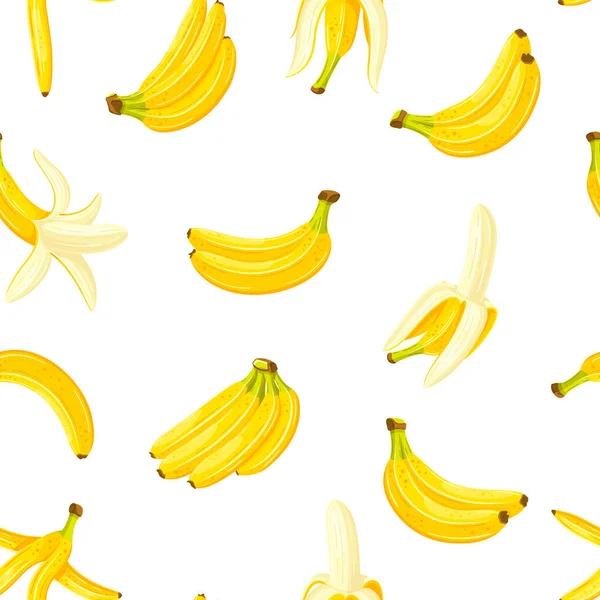 Seamless Pattern Set Bananas Cartoon Style Vector Illustration — Stock Vector
