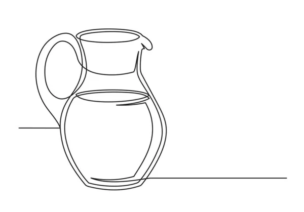 一个老式牛奶罐的连续单行绘图 农场概念 从白色背景上分离出来的老式牛奶罐 矢量说明 — 图库矢量图片