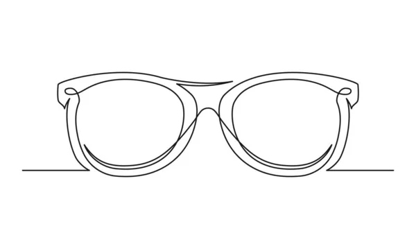 Continuous One Line Drawing Vintage Glasses Glasses Isolated White Background — Stock Vector