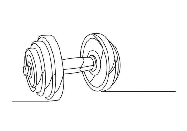 Dumbbell Continuous One Line Drawing Heavy Dumbbell Isolated White Background — Stock Vector