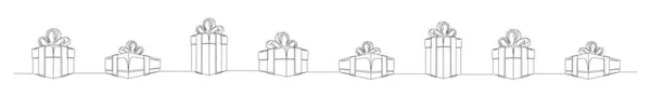 Подарункові Коробки Встановлюють Безперервну Лінію Подарункові Коробки Ізольовані Білому Тлі — стоковий вектор