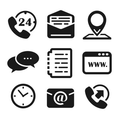 Simgelerle bağlantı kurun. Basit düz simgeler beyaz arkaplanda izole edildi. Vektör illüstrasyonu